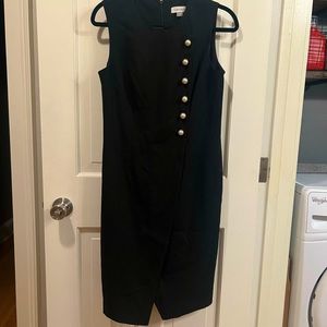 Calvin Klein sleeveless black dress with pearl buttons. Size 6.